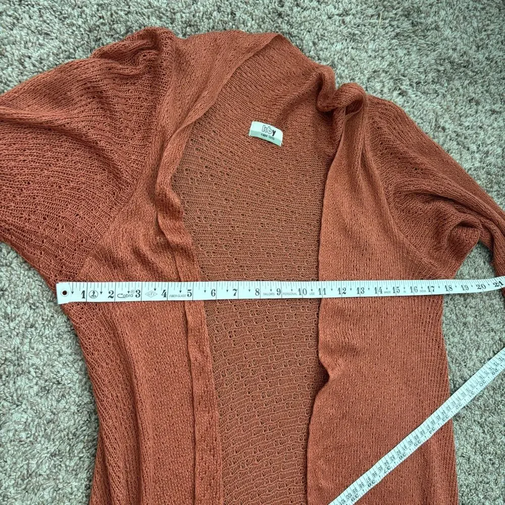 Kby 100% Bamboo Long Line Open Front Draped Asymmetric Cardigan Orange